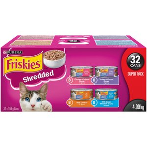 Friskies Shredded Variety Pack Wet Cat Food, 156-g can, case of 32