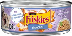 Friskies Shredded Turkey & Cheese Dinner in Gravy Wet Cat Food, 156-g can, case of 24