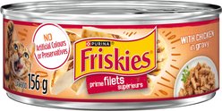 Friskies Prime Filets with Chicken in Gravy Wet Cat Food, 156-g can, case of 24