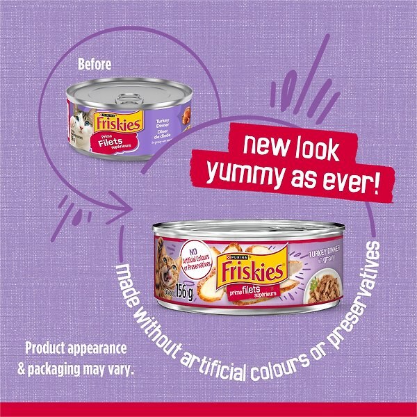 Show full view: Friskies Prime Filets Turkey Dinner in Gravy Wet Cat Food, 156-g can, case of 24 slide 3 of 12