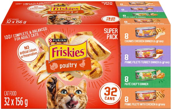 FRISKIES Poultry Variety Pack Wet Cat Food 156 g can case of 32 Chewy Canada