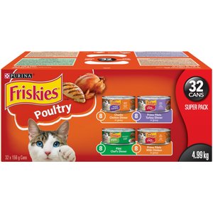 Friskies Poultry Variety Pack Wet Cat Food, 156-g can, case of 32