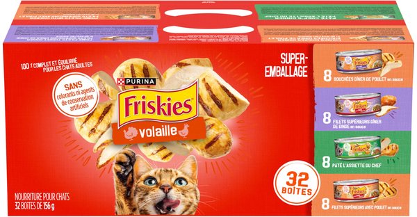Show full view: Friskies Poultry Variety Pack Wet Cat Food, 156-g can, case of 32 slide 4 of 9