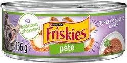 Friskies Pate Turkey & Giblets Dinner Wet Cat Food, 156-g can, case of 24