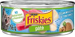 Friskies Pate Ocean Whitefish & Tuna Dinner Wet Cat Food, 156-g can, case of 24