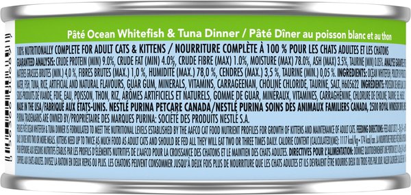 Show full view: Friskies Pate Ocean Whitefish & Tuna Dinner Wet Cat Food, 156-g can, case of 24 slide 4 of 10