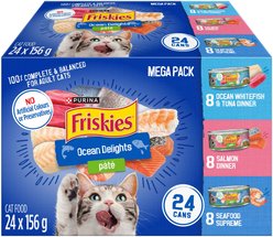 Friskies Pate Ocean Delights Variety Pack Wet Cat Food, 156-g, case of 24