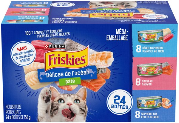 Show full view: Friskies Pate Ocean Delights Variety Pack Wet Cat Food, 156-g, case of 24 slide 4 of 10