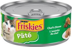 Friskies Pate Chefs Dinner Wet Cat Food, 156-g can, case of 24
