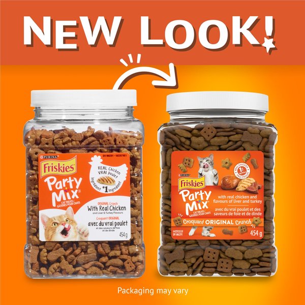 Show full view: Friskies Party Mix Original Crunch with Real Chicken Cat Treats, 454-g pouch slide 7 of 11