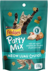 Friskies Party Mix Meow Luau Crunch with Real Ocean Whitefish Cat Treats, 170-g pouch