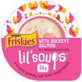 Friskies Lil’ Soups with Sockeye Salmon in a Velvety Chicken Broth Cat Food Complement, 34-g tray, case of 8