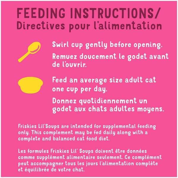 Show full view: Friskies Lil’ Soups with Sockeye Salmon in a Velvety Chicken Broth Cat Food Complement, 34-g tray, case of 8 slide 8 of 11