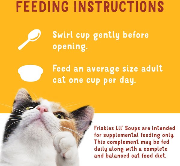 Show full view: Friskies Lil' Soups with Flaked Chicken Cat Food Complement, 34-g tray, case of 8 slide 8 of 11