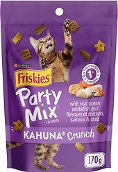 Friskies Party Mix Kahuna Crunch with Real Ocean Whitefish Cat Treats, 170-g pouch