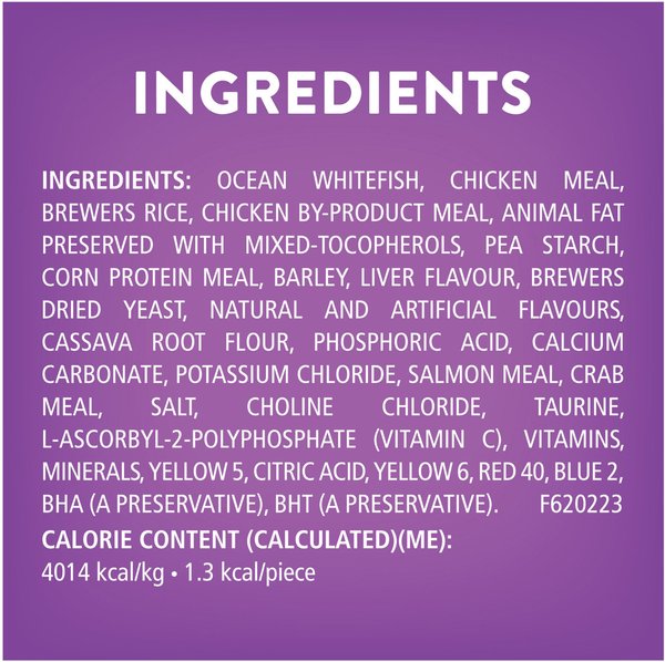 Show full view: Friskies Party Mix Kahuna Crunch with Real Ocean Whitefish Cat Treats, 170-g pouch slide 9 of 9