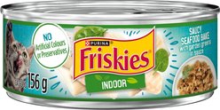 Friskies Indoor Saucy Seafood Bake with Garden Greens in Sauce Wet Cat Food, 156-g can, case of 24
