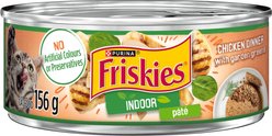 Friskies Indoor Paté Chicken Dinner with Garden Greens Wet Cat Food, 156-g can, case of 24