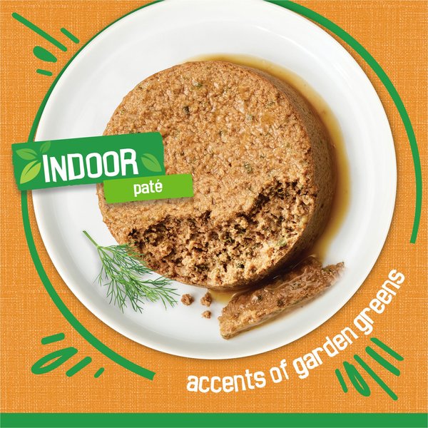 Show full view: Friskies Indoor Paté Chicken Dinner with Garden Greens Wet Cat Food, 156-g can, case of 24 slide 9 of 11