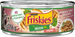 Friskies Indoor Chunky Chicken & Turkey Casserole with Garden Greens in Gravy Wet Cat Food, 156-g can, case of 24