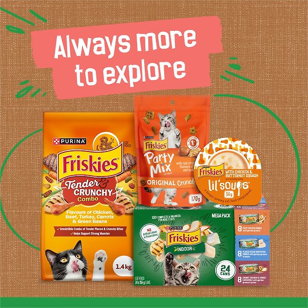 Show full view: Friskies Indoor Chunky Chicken & Turkey Casserole with Garden Greens in Gravy Wet Cat Food, 156-g can, case of 24 slide 8 of 11