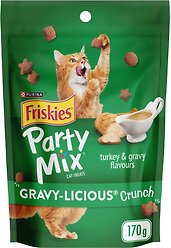 Friskies Party Mix Gravy-licious Crunch Turkey & Gravy Flavours Cat Treats, 170-g pouch