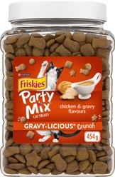 Friskies Party Mix Gravy-licious Crunch Chicken & Gravy Flavours Cat Treats, 454-g pouch