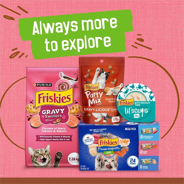 Show full view: Friskies Extra Gravy Chunky with Salmon in Savoury Gravy Wet Cat Food, 156-g can, case of 24 slide 8 of 10