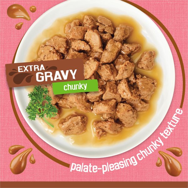 Show full view: Friskies Extra Gravy Chunky with Salmon in Savoury Gravy Wet Cat Food, 156-g can, case of 24 slide 9 of 10