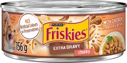Friskies Extra Gravy Chunky with Chicken in Savoury Gravy Wet Cat Food, 156-g can, case of 24