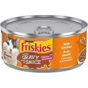 Friskies Extra Gravy Chunky with Chicken in Savoury Gravy Wet Cat Food, 156-g can, case of 24