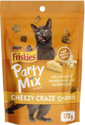 Friskies Party Mix Cheezy Craze Crunch with Real Cheese Cat Treats, 170-g pouch