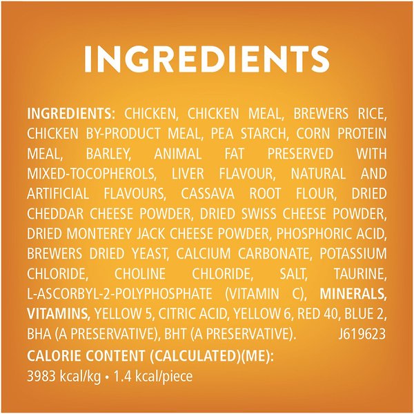 Show full view: Friskies Party Mix Cheezy Craze Crunch with Real Cheese Cat Treats, 170-g pouch slide 9 of 11