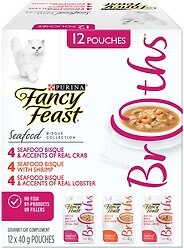 Fancy Feast Seafood Bisque Collection Variety Pack Cat Food Complement, 40-g pouch, case of 12