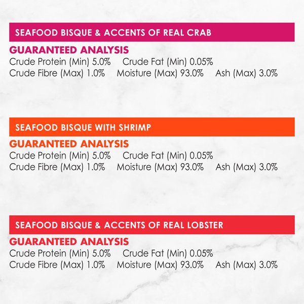 Show full view: Fancy Feast Seafood Bisque Collection Variety Pack Cat Food Complement, 40-g pouch, case of 12 slide 8 of 10