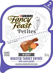 Fancy Feast Petites Roasted Turkey Entree with Sweet Potato Wet Cat Food, 79.4-g tray, case of 12