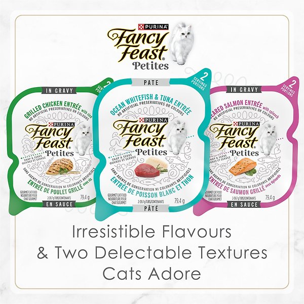 Show full view: Fancy Feast Petites Pate Tender Turkey Entree Wet Cat Food, 79.4-g tray, case of 12 slide 6 of 11