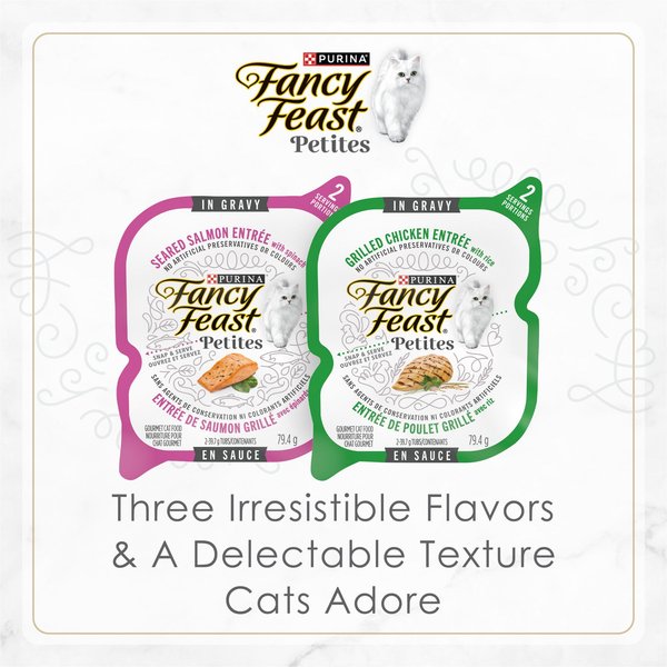 Show full view: Fancy Feast Petites in Gravy Collection Variety Pack Wet Cat Food, 79.4-g tray, case of 12 slide 6 of 10