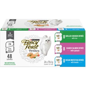 Fancy Feast Petites in Gravy Collection Variety Pack Wet Cat Food, 79.4-g tray, case of 24