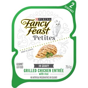Fancy Feast Petites Grilled Chicken Entree with Rice in Gravy Wet Cat Food, 79.4-g tray, case of 12