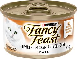 Fancy Feast Pate Tender Liver & Chicken Feast Wet Cat Food, 85-g can, case of 24