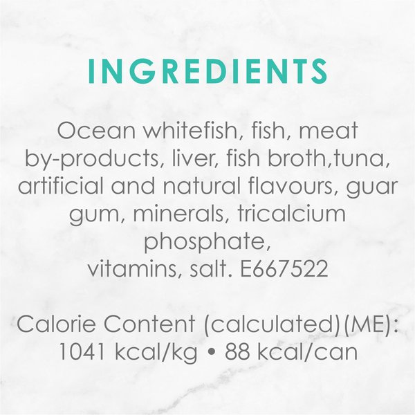 Show full view: Fancy Feast Pate Ocean Whitefish & Tuna Feast Wet Cat Food, 85-g can, case of 24 slide 7 of 10