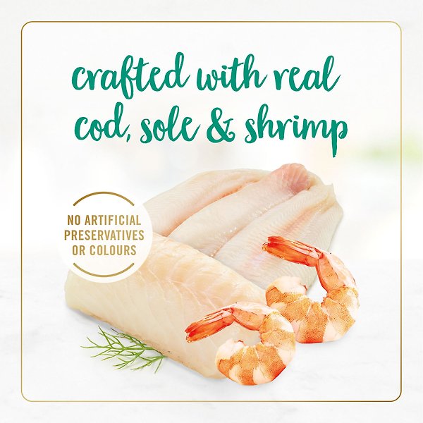 Show full view: Fancy Feast Pate Cod, Sole & Shrimp Feast Wet Cat Food, 85-g can, case of 24 slide 4 of 10