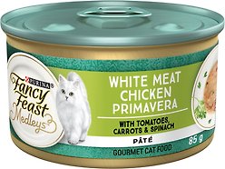 Fancy Feast Medleys White Meat Chicken Primavera Pate Wet Cat Food, 85-g can, case of 24