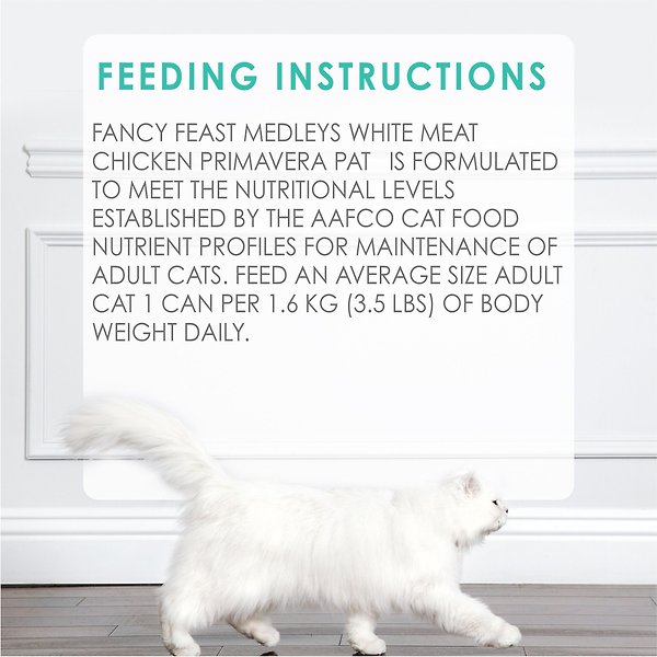 Show full view: Fancy Feast Medleys White Meat Chicken Primavera Pate Wet Cat Food, 85-g can, case of 24 slide 8 of 9