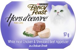 Fancy Feast Hors d'Oeuvre White Meat Chicken & Shredded Beef Appetizer Cat Food Complement, 57-g pouch, case of 10