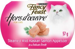 Fancy Feast Hors d'Oeuvre Steamed Wild Alaskan Salmon Appetizer Cat Food Complement, 57-g pouch, case of 10