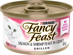 Fancy Feast Grilled Salmon & Shrimp Feast in Gravy Wet Cat Food, 85-g can, case of 24