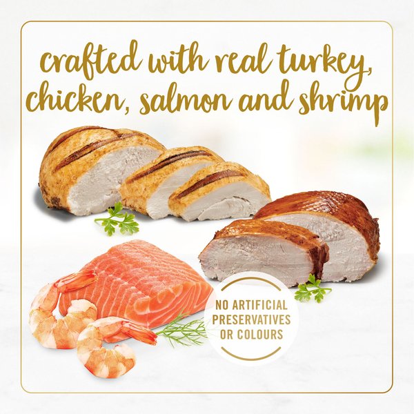 Show full view: Fancy Feast Grilled in Gravy Turkey, Chicken, Salmon & Shrimp Variety Pack Wet Cat Food, 85-g can, case of 12 slide 4 of 9