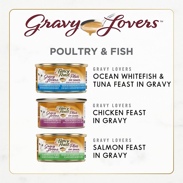 Show full view: Fancy Feast Gravy Lovers Variety Pack Wet Cat Food, 85-g can, case of 12 slide 5 of 9
